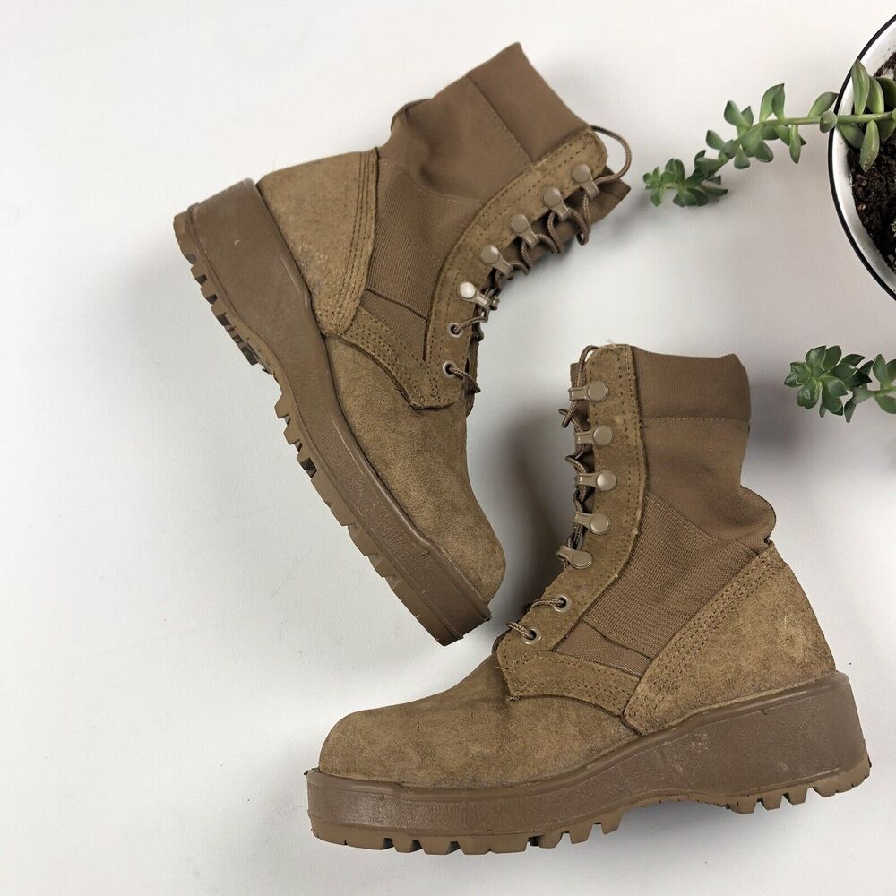 Vibram Hot Weather Combat Army Boots Made in USA Mens Euro Size 37 US 5 R Coyote